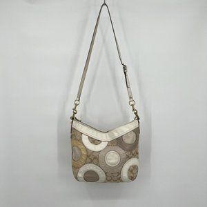 COACH Bag  519402 Canvas & Leather Handbag Shoulder Crossbody Tan Brown Yellow